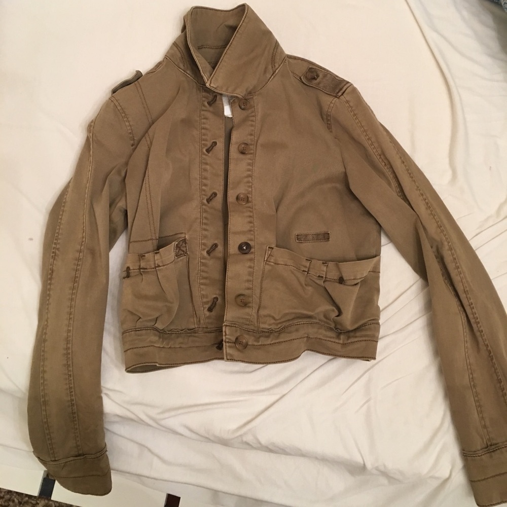Olive Green Free People Crop Military Jacket